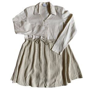 Vintage Take Nine Maternity Shirt Dress Size M* Tie Front Textured Earthy Preppy